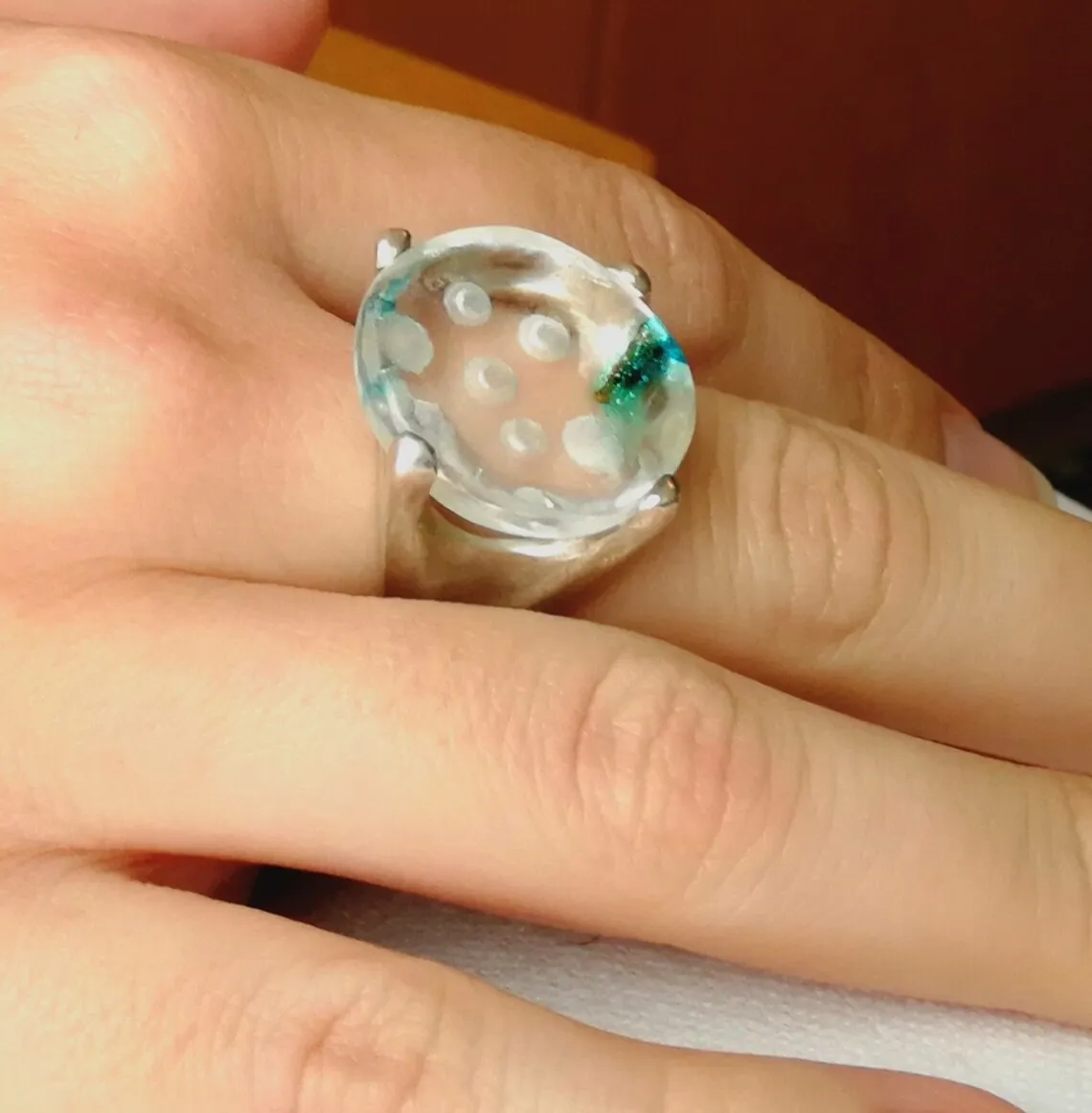 Anillo en vidrio y plata