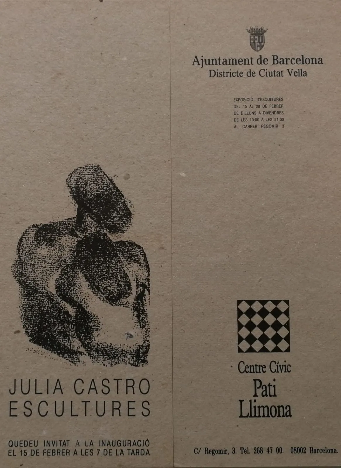 Cartel: Centre Cívic Pati Llimona. Esculturas.